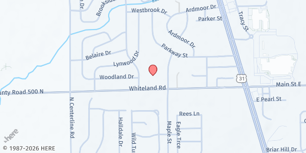 Map showing GracePoint Church at 330 Whiteland Rd., Whiteland, IN