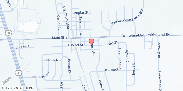 Map showing Johnson County Senior Services at 36 W. 600 N., Whiteland, IN
