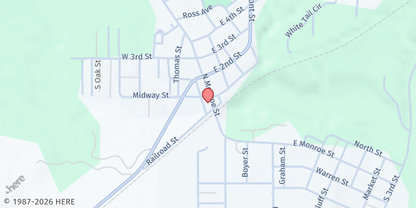 Map showing A Better Way Co-Op at 32 N Monroe St., Williamsport, IN