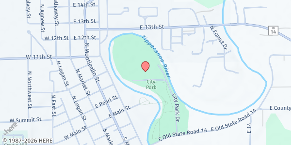 Map showing Food Finders Mobile at 262 E Old State Rd 14, Winamac, IN