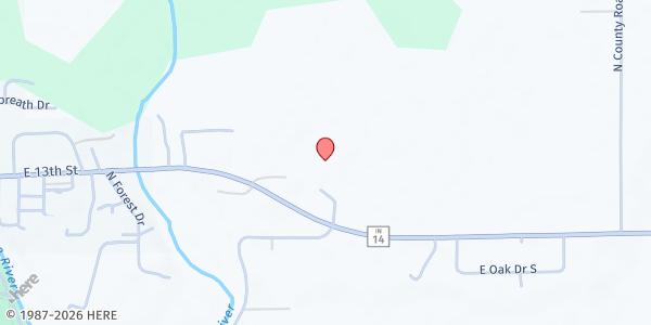 Map showing Food Finders Mobile- Church of the Heartland at 890 IN 14, Winamac, IN