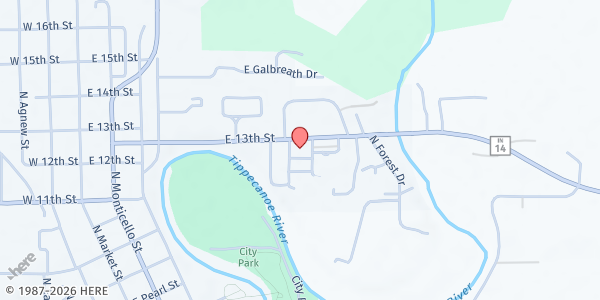 Map showing Neighbor to Neighbor Food Pantry at 514 E. 13th St., Winamac, IN