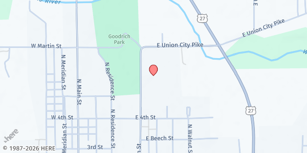 Map showing Tailgate at Goodrich Park at 700 N. Union St., Winchester, IN