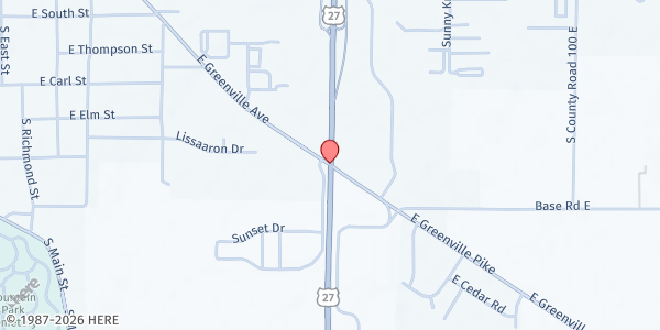 Map showing Winchester Area Churches and Community Food Pantry (Shalom Center) at 481 Greenville Pike, Winchester, IN