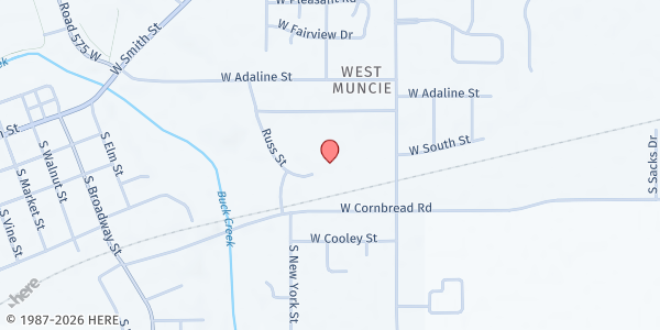 Map showing Reach Yorktown Ministry at 2400 Russ St. Building 2, Yorktown, IN