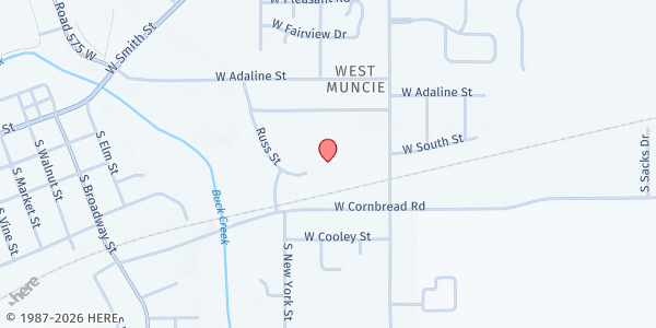 Map showing Reach Yorktown Ministry Food Pantry at 2400 Russ St. Building 2, Yorktown, IN