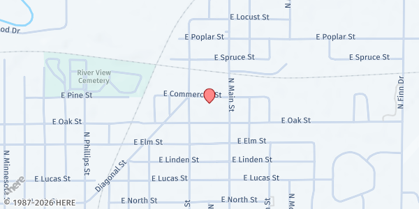 Map showing Kossuth County Pantry at 1426 E Commercial St, Algona, IA