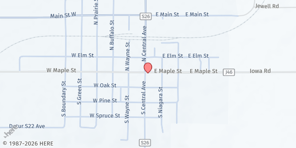 Map showing Mobile Pantry - Wayne County - Allerton at 101 S Central Ave, Allerton, IA