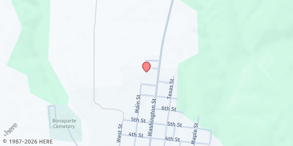 Map showing Job's Closet Food Pantry at 602 8th St., Bonaparte, IA