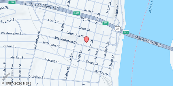 Map showing Zion UCC Church at 412 N 5th St, Burlington, IA