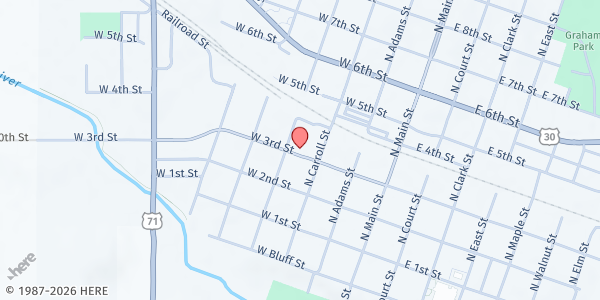 Map showing Community of Concern Inc. - Carroll at 322 W 3rd St., Carroll, IA