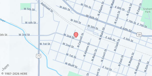 Map showing Community of Concern Inc. at 322 W 3rd St., Carroll, IA
