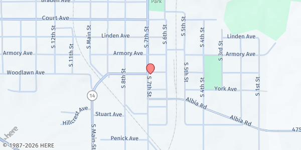 Map showing Lucas Co. Inter-Church Council at 410 South 7th St, Chariton, IA