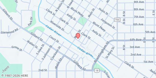 Map showing Floyd County Food Pantry at 102 N. Main St, Charles City, IA