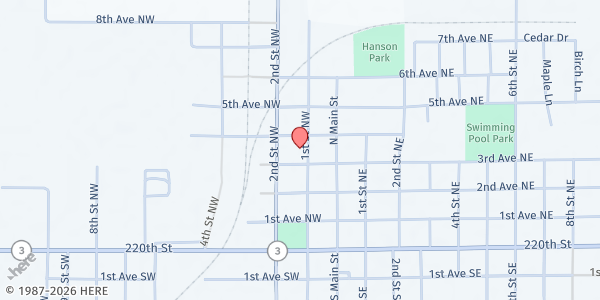 Map showing First Lutheran Food Pantry at 420 1st St NW, Clarion, IA
