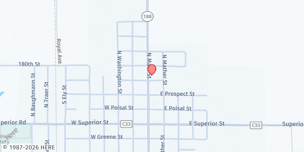 Map showing Clarksville Food Pantry at 402 N. Main St., Clarksville, IA