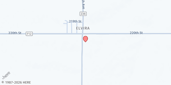 Map showing Elvira Food Pantry at 2207 380th Avenue, Clinton, IA