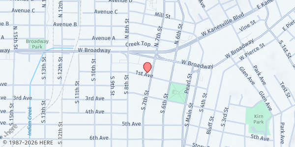 Map showing Heartland Child Development Center at 710 1st Ave, Council Bluffs, IA