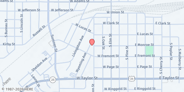 Map showing Creston Area Food Pantry Inc. at 417 Wyoming Ave, Creston, IA