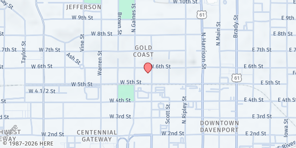 Map showing City Center Ministry Community Services at 520 Western Ave, Davenport, IA