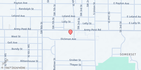 Map showing St. Vincent de Paul - South at 520 Army Post Rd, Des Moines, IA