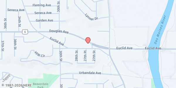 Map showing Watchmen Food Pantry at 2723 Euclid Ave, Des Moines, IA