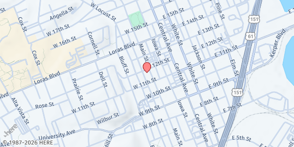 Map showing St Luke's United Methodist Church at 1199 Main Street, Dubuque, IA