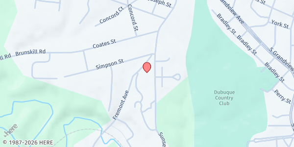 Map showing Wartburg Seminary Food Pantry - Food Distribution Center at 333 Wartburg Pl, Dubuque, IA