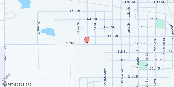 Map showing Emmetsburg Grace Baptist Pantry at 2801 17th St, Emmetsburg, IA