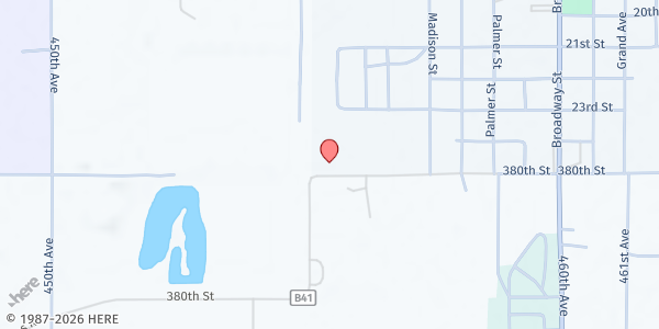 Map showing UDMO - Palo Alto County Pantry at 2905 25th St, Emmetsburg, IA