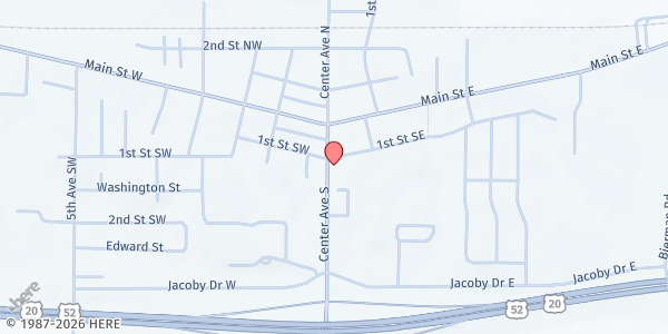 Map showing St. Patrick's Catholic Church Epworth at 104 1st Street SE, Epworth, IA