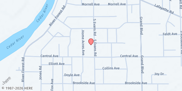 Map showing St Mark's United Methodist Church at 610 S Evans Rd, Evansdale, IA