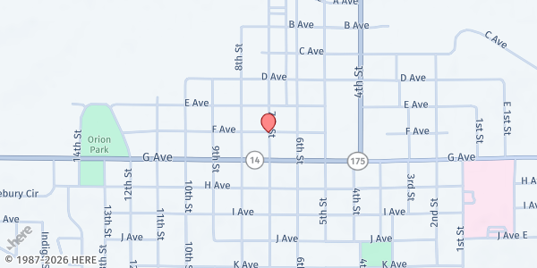 Map showing Grundy Center Community Center at Grundy Center Community Center, Grundy Center, IA