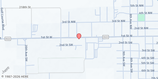 Map showing Independence Area Food Pantry at 1413 1st St. W., Independence, IA