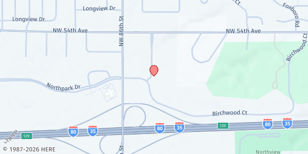 Map showing Eternity Church at 5233 Stoney Creek Ct., Johnston, IA