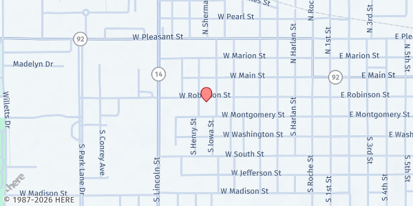 Map showing Cross-Walk Youth Center at 810 W Robinson, Knoxville, IA