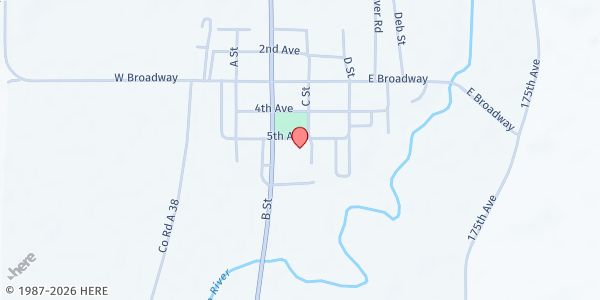Map showing Our Savior's Food Pantry at 113 5th Ave East, Leland, IA