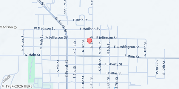 Map showing Presbyterian Church at 303 E. Washington, Montezuma, IA