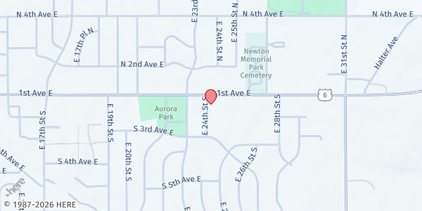 Map showing Jasper County Elderly Nutrition Center at 2401 1st Ave E, Newton, IA