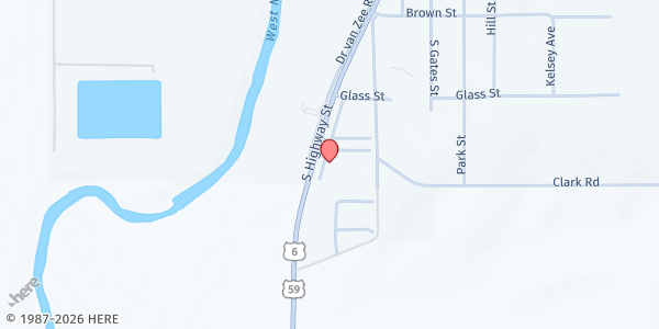 Map showing Riverside Food Pantry at 603 Pioneer Ave, Oakland, IA