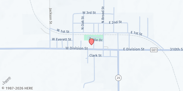 Map showing Mobile Pantry - Adair County - Orient Mobile at 124 South Maple Street, Orient, IA