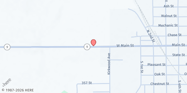Map showing Prairie Lakes Church at Prairie Lakes Church, Osage, IA