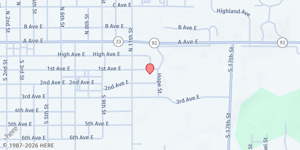 Map showing Omega Church at 203 Hope St., Oskaloosa, IA