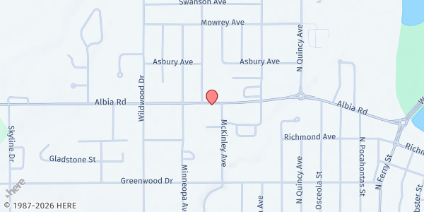 Map showing Albia Road Baptist Church at 1601 Albia Rd., Ottumwa, IA