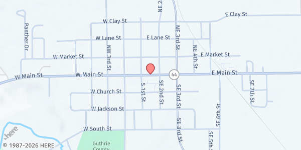 Map showing Mobile Pantry - Guthrie County - Panora at 115 E Main St, Panora, IA