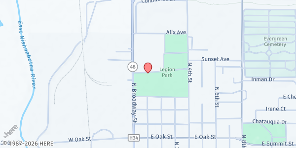 Map showing Montgomery Fairgrounds at 1798 N 1st St, Red Oak, IA