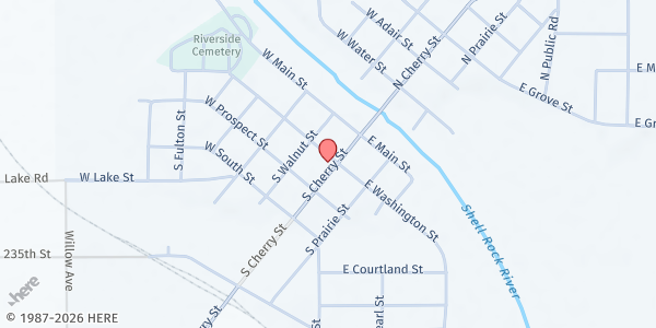 Map showing Boyd Community Building at Boyd Community Building, Shell Rock, IA