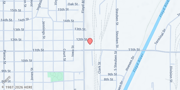 Map showing Food Bank of Siouxland at 1313 11th St #1, Sioux City, IA