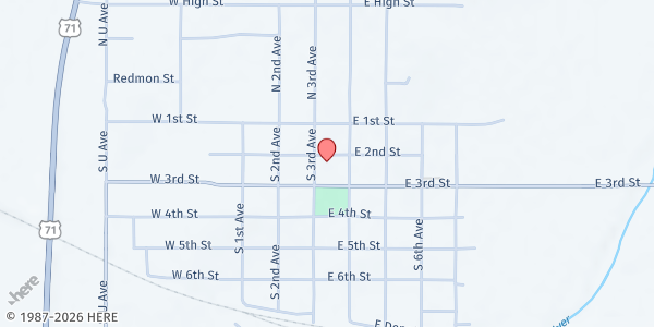 Map showing Interchurch Food Pantry at 203 S. 3rd Ave., Villisca, IA