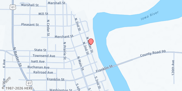 Map showing Mobile Pantry - Louisa County - Wapello at 317 N Water St, Wapello, IA